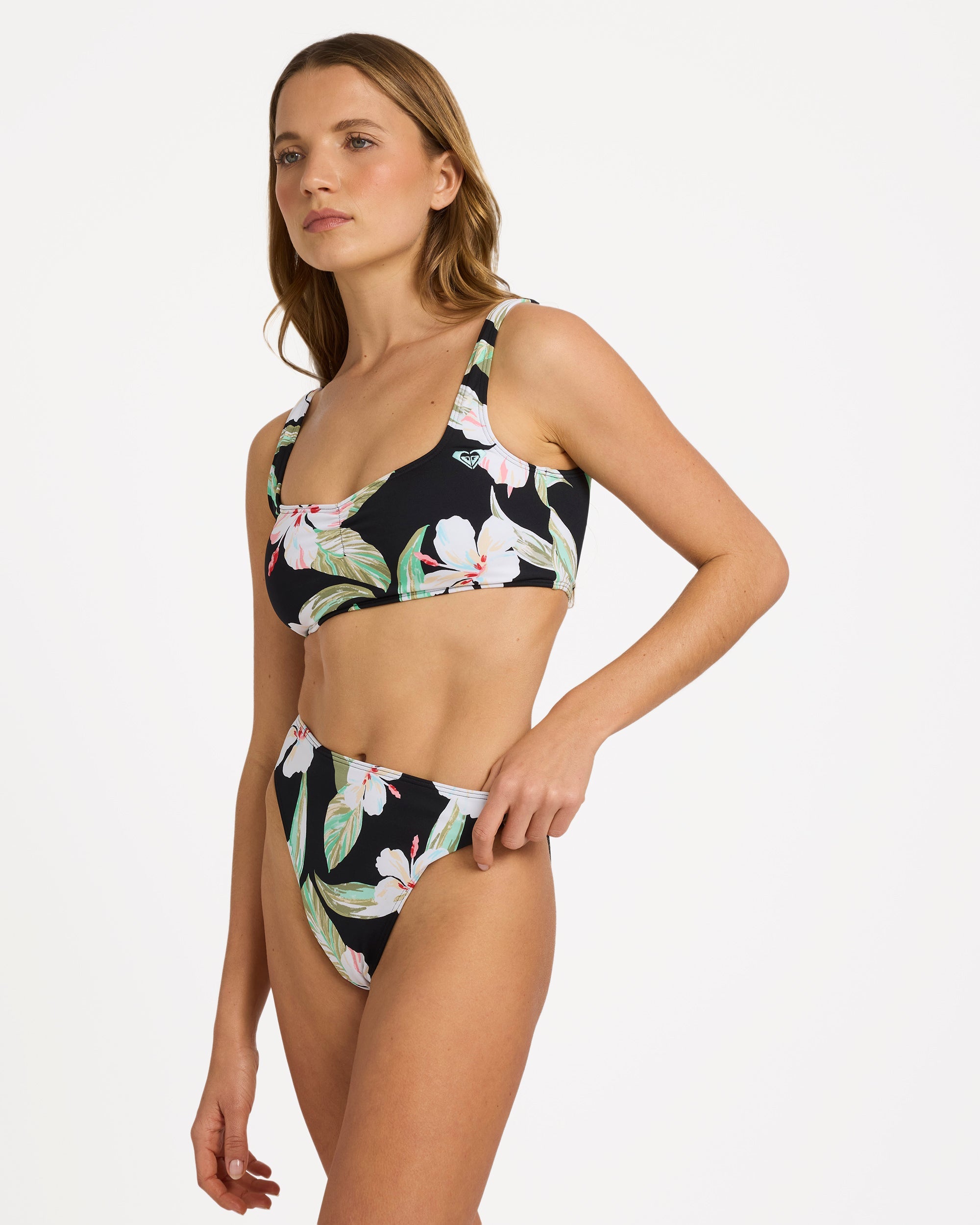Womens Printed Essentials Mid Waist Moderate Bikini Bottom