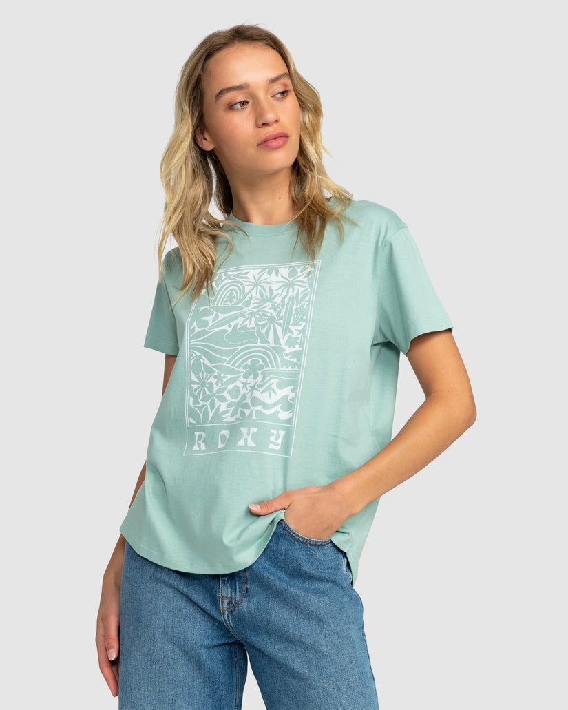 Womens The Beach Sand T-Shirt - BLUE SURF | Roxy