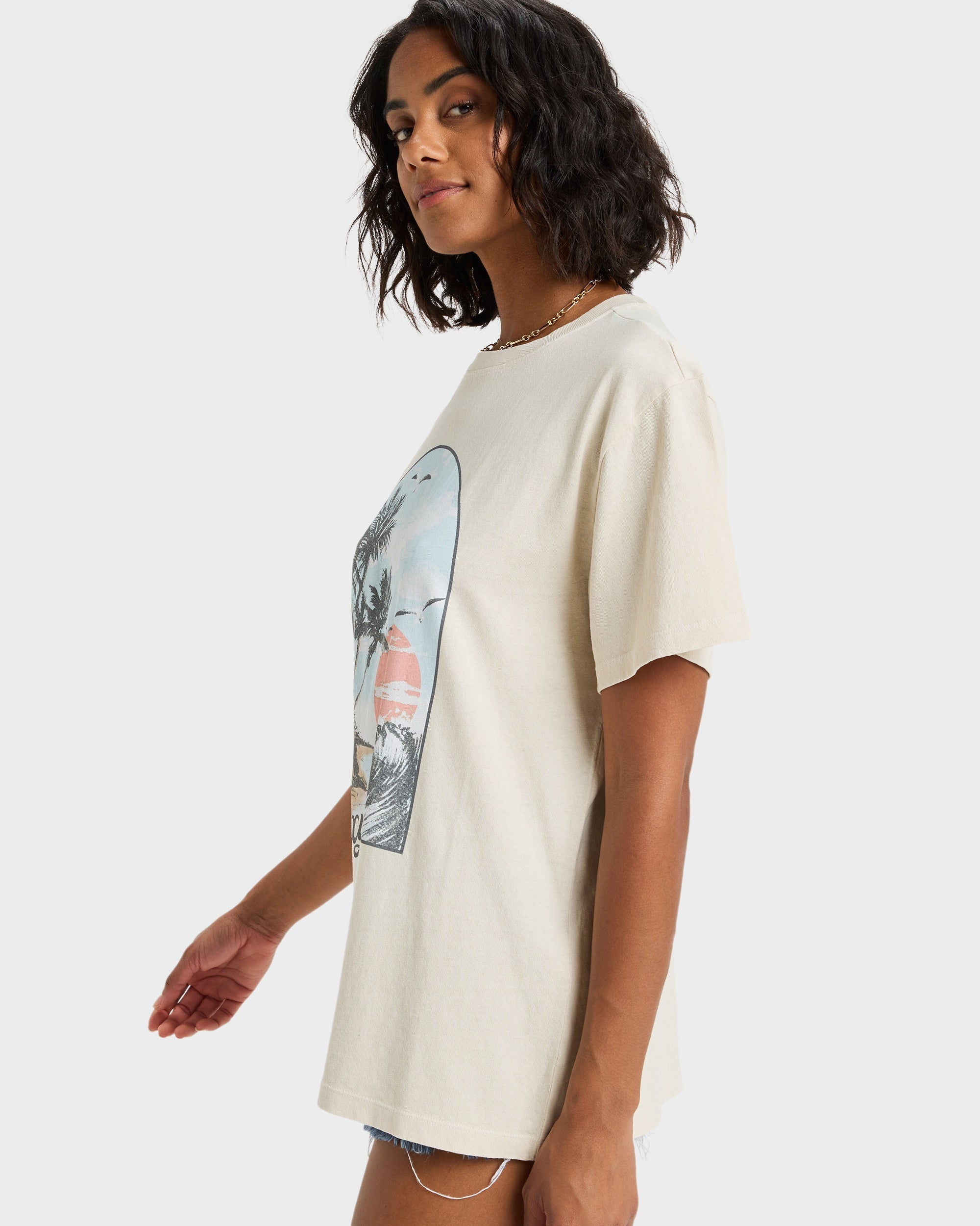 Womens Sunnyoversize Stone Wash T-Shirt