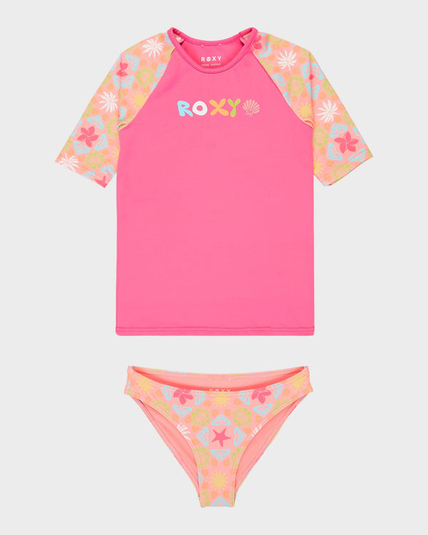 Girls 2-7 Check TW Lycra Set Rash Vest