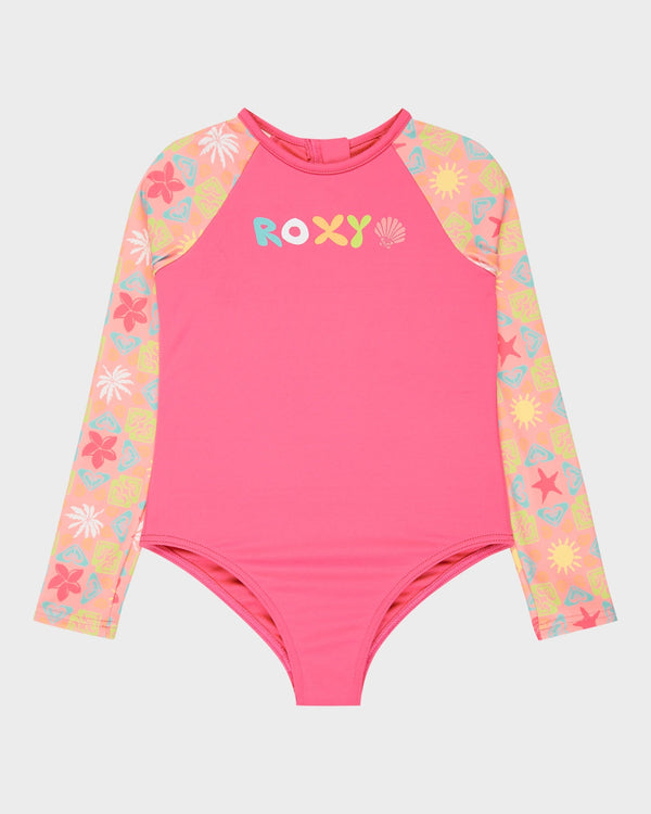 Girls 2-7 Check Long Sleeve One Piece Rash Vest