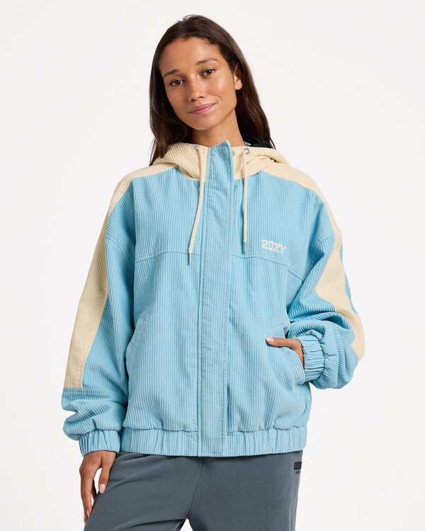 Womens Duo Cord Zip Up Hoodie Jacket
