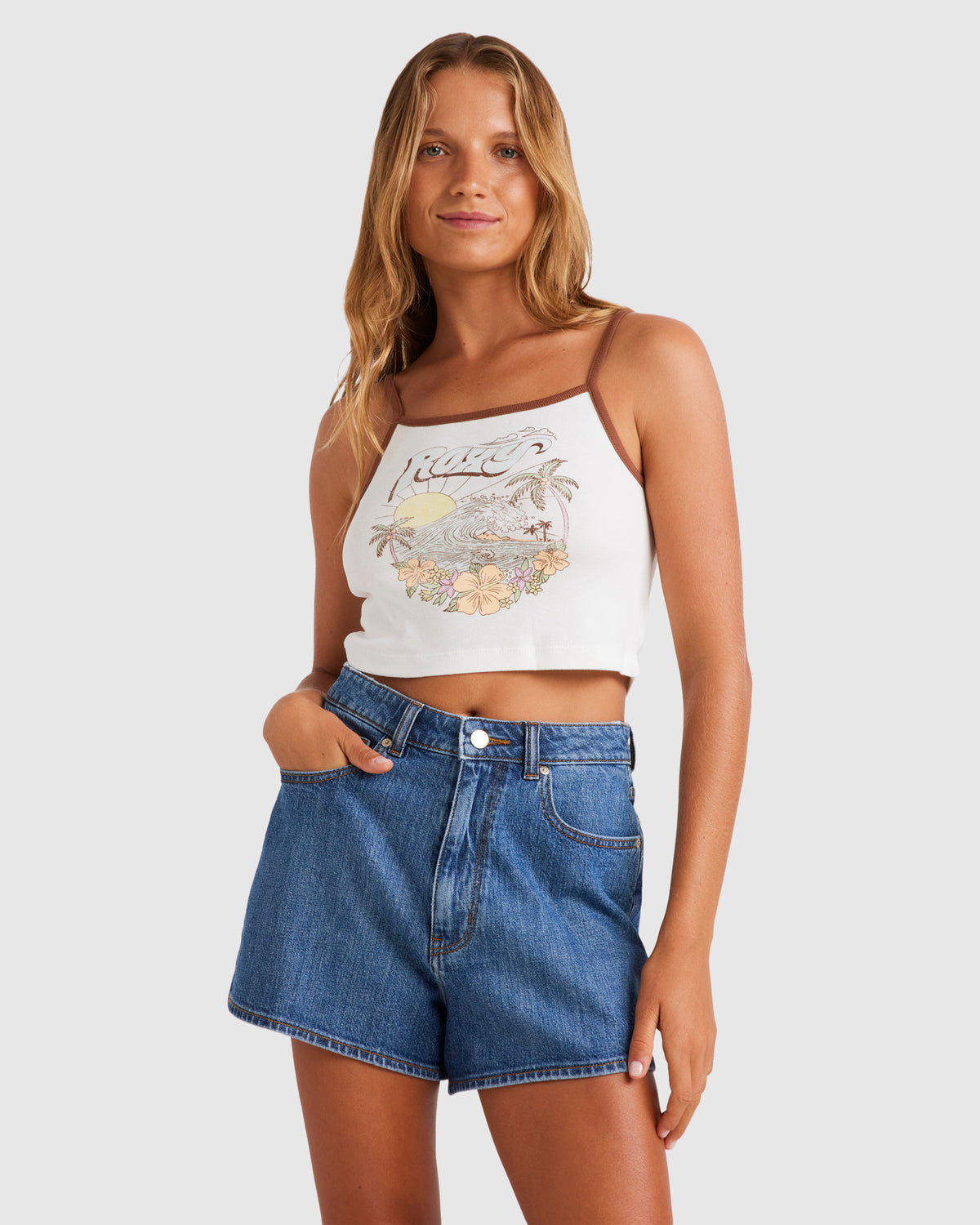Womens Sunrise Wave Tank Top – Snow White – Roxy Australia
