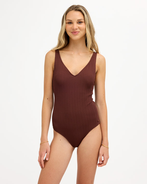 Womens Roxy Love V Neck One Piece Swimsuit
