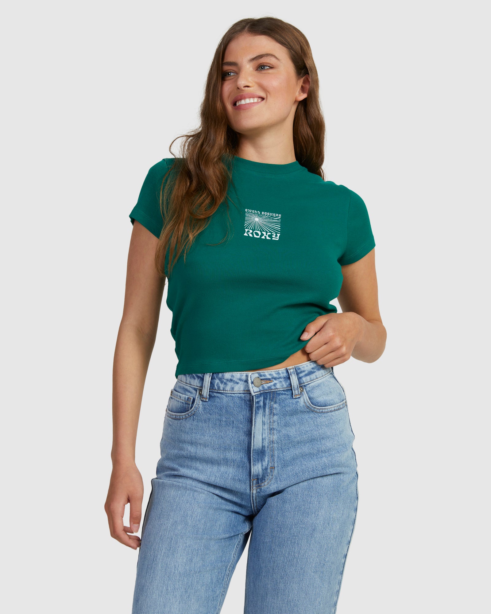 Womens Summertime Glow Baby Tee T-Shirt - AVENTURINE | Roxy