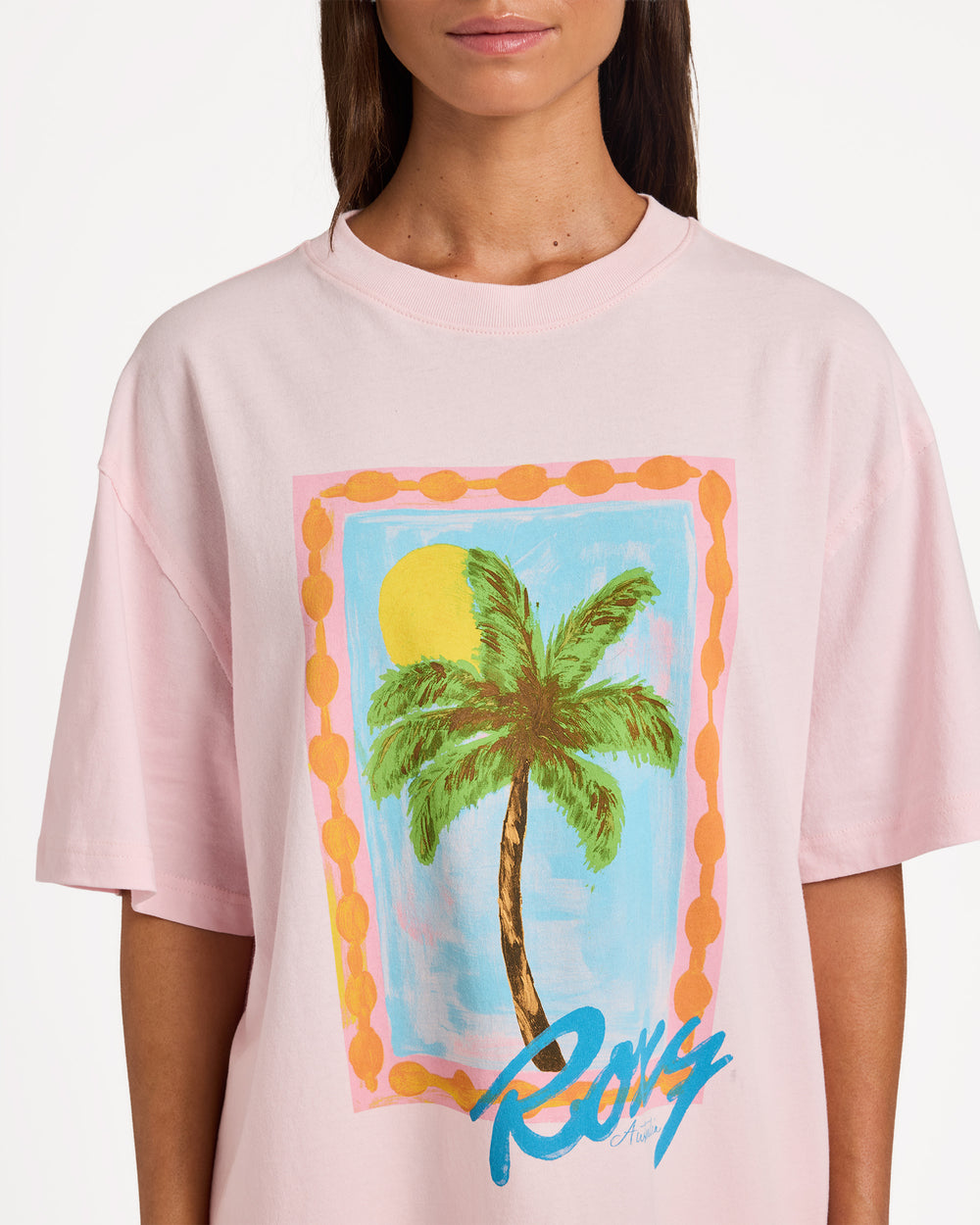 Womens Palm Tree T-Shirt – Chalk Pink – Roxy Australia
