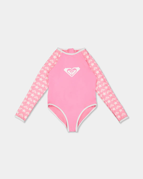Girls 2-7 Super Star Long Sleeve One Piece Swimsuit